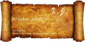 Kriska Jolán névjegykártya