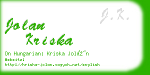 jolan kriska business card